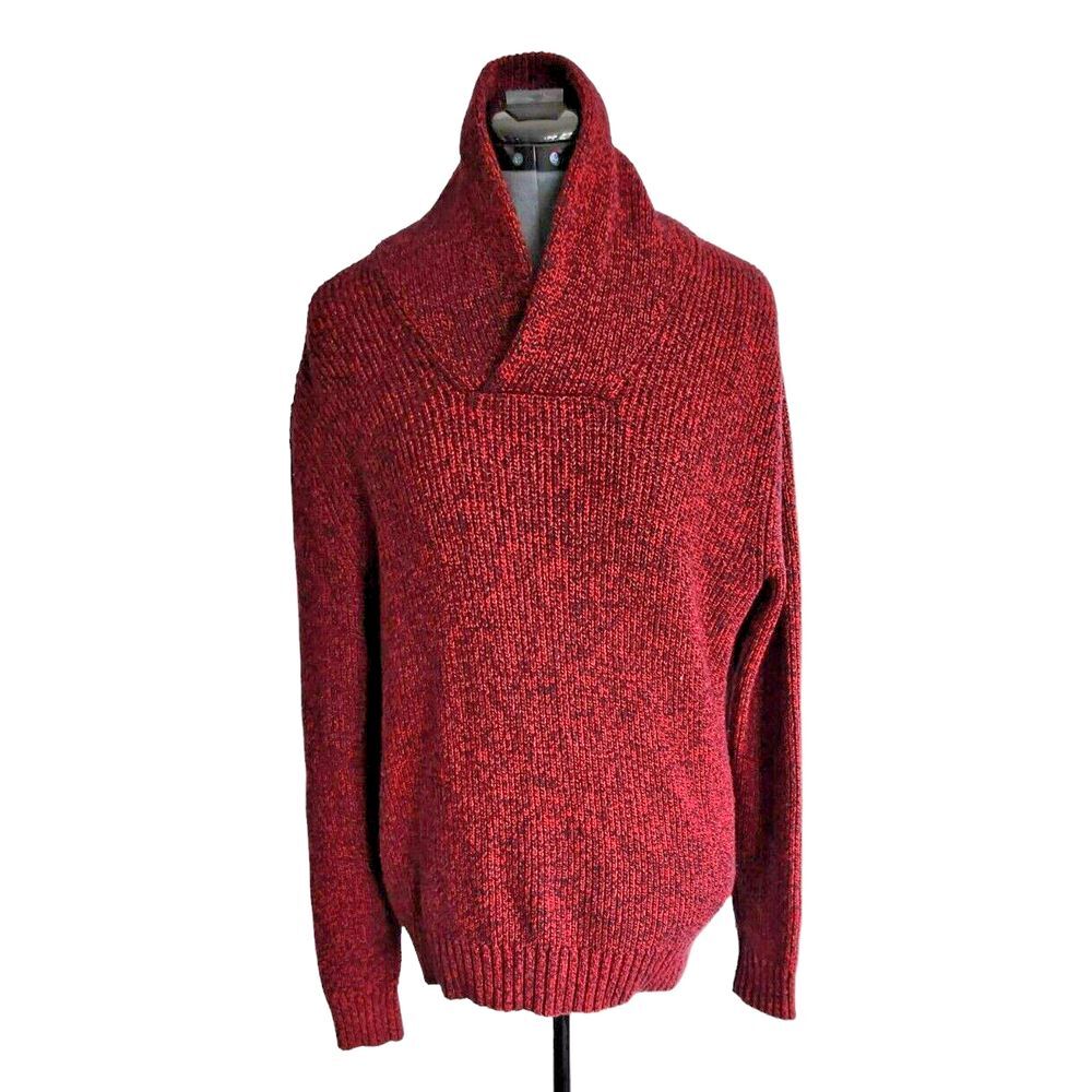 American Eagle Outfitters Red Marled Shawl Collar Ribbed Sweater Small S/P